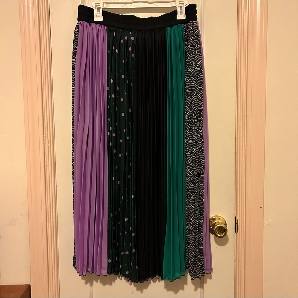 Kate Spade Pleated Midi Maxi Striped Elastic Skirt XL